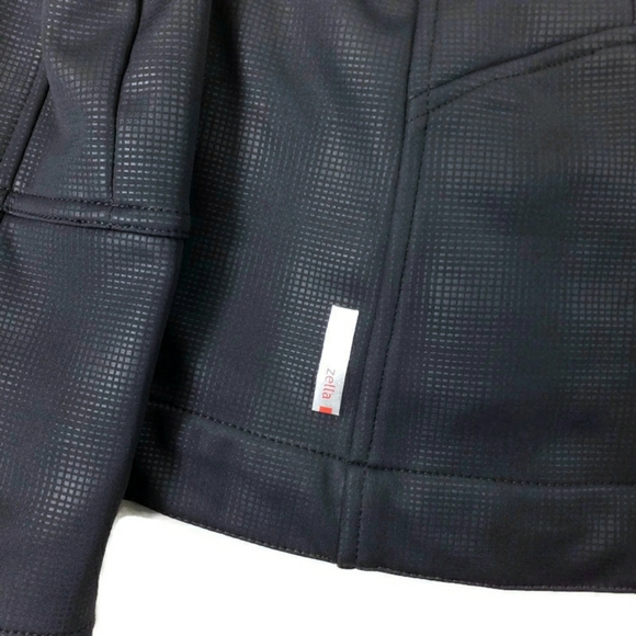 Zella Blue Tonal Plaid Long Sleeve Water Repellant Soft Shell Jacket Womens M - Picture 9 of 14